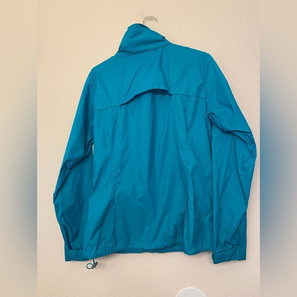 Columbia Women’s aqua blue 100% nylon packable rain wind jacket coat L - Picture 2 of 10